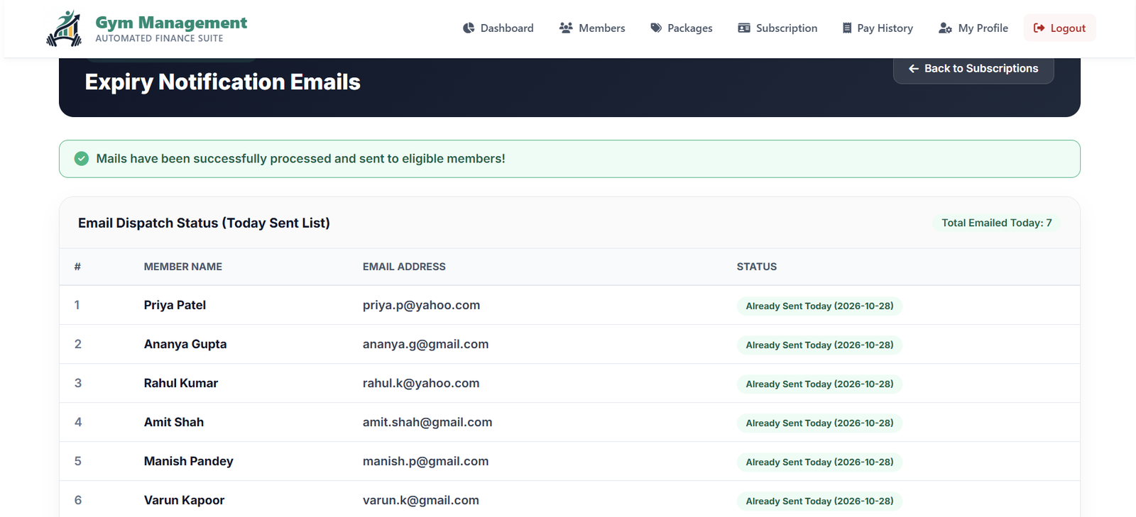Send Email Reminder