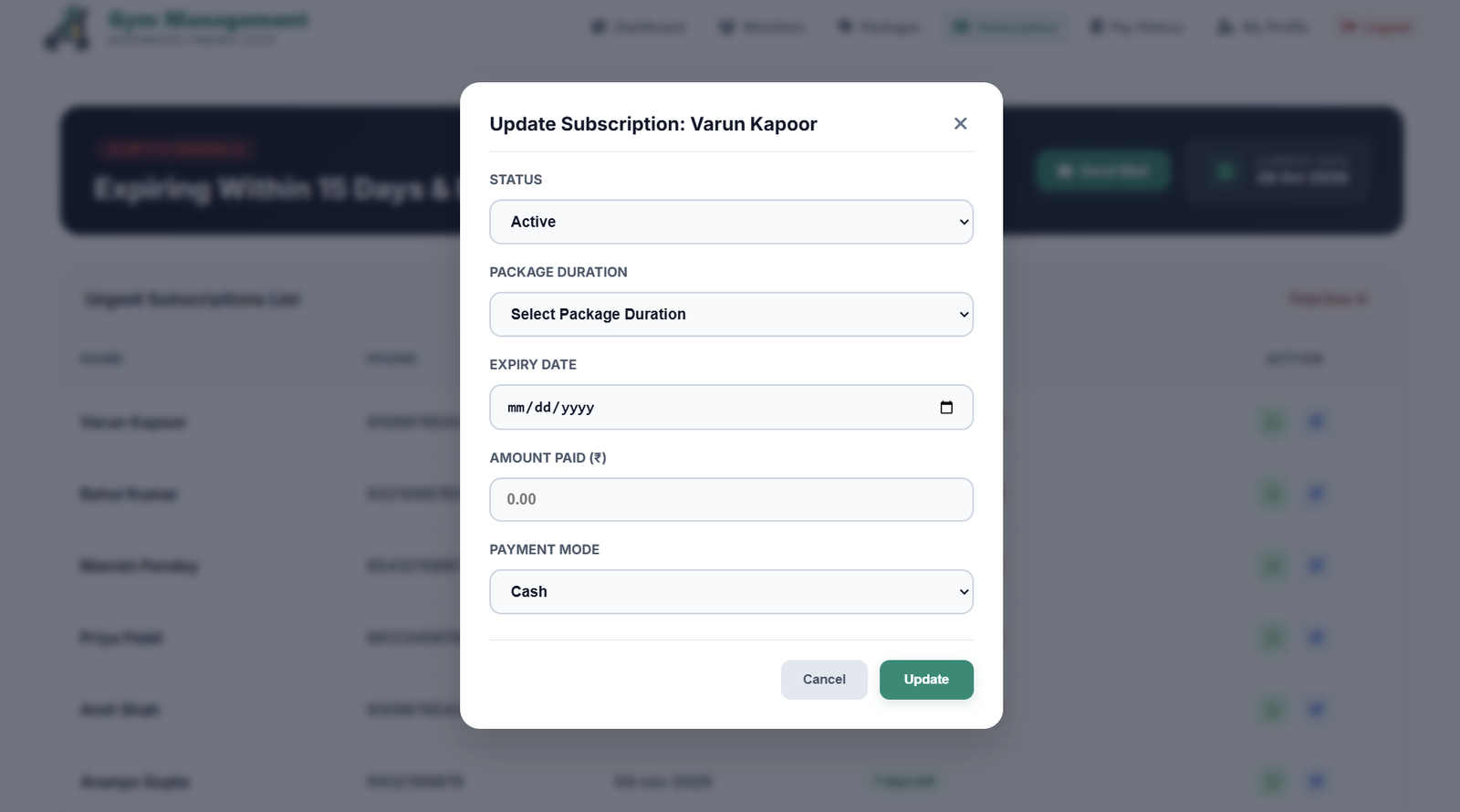 Update Subscription