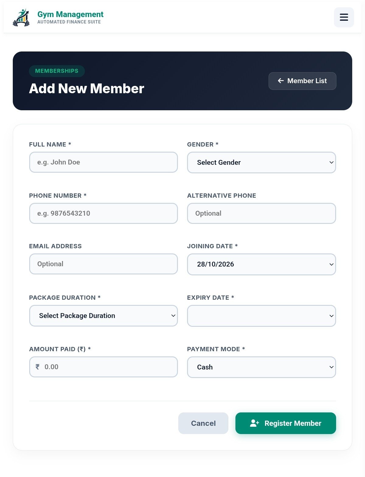 Add New Member